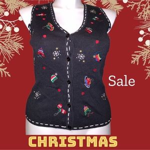 Pappagallo Christmas Theme Holiday Vest, Size Small